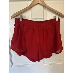 Lululemon‎ Hotty Hot LR Short 3.5" Lined Size 14 Dark Red Reflective Details